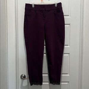 Lane Bryant Purple Ankle Pants with Lace Trim